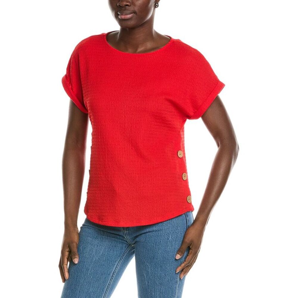 Jones New York Womens  Seabreeze Crinkle Top, Red